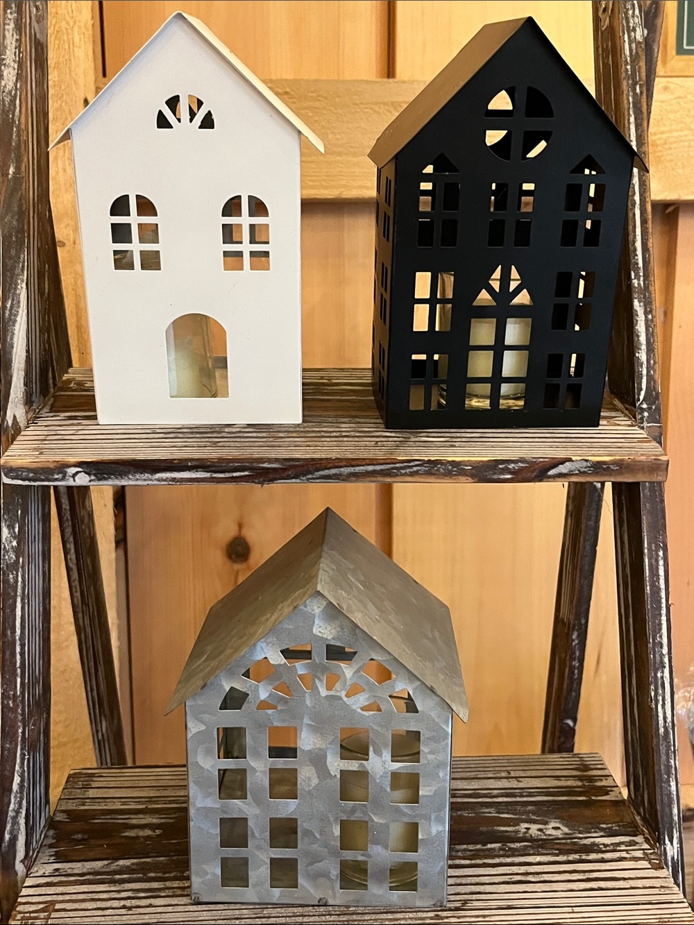 Set of Three Tin House Lanterns